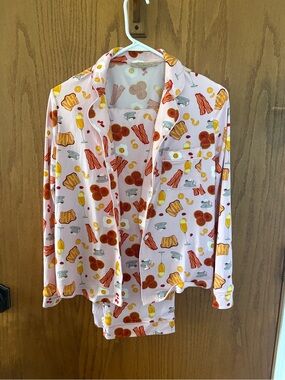 Pink Breakfast-Print Two-Piece Pajama Set for Women